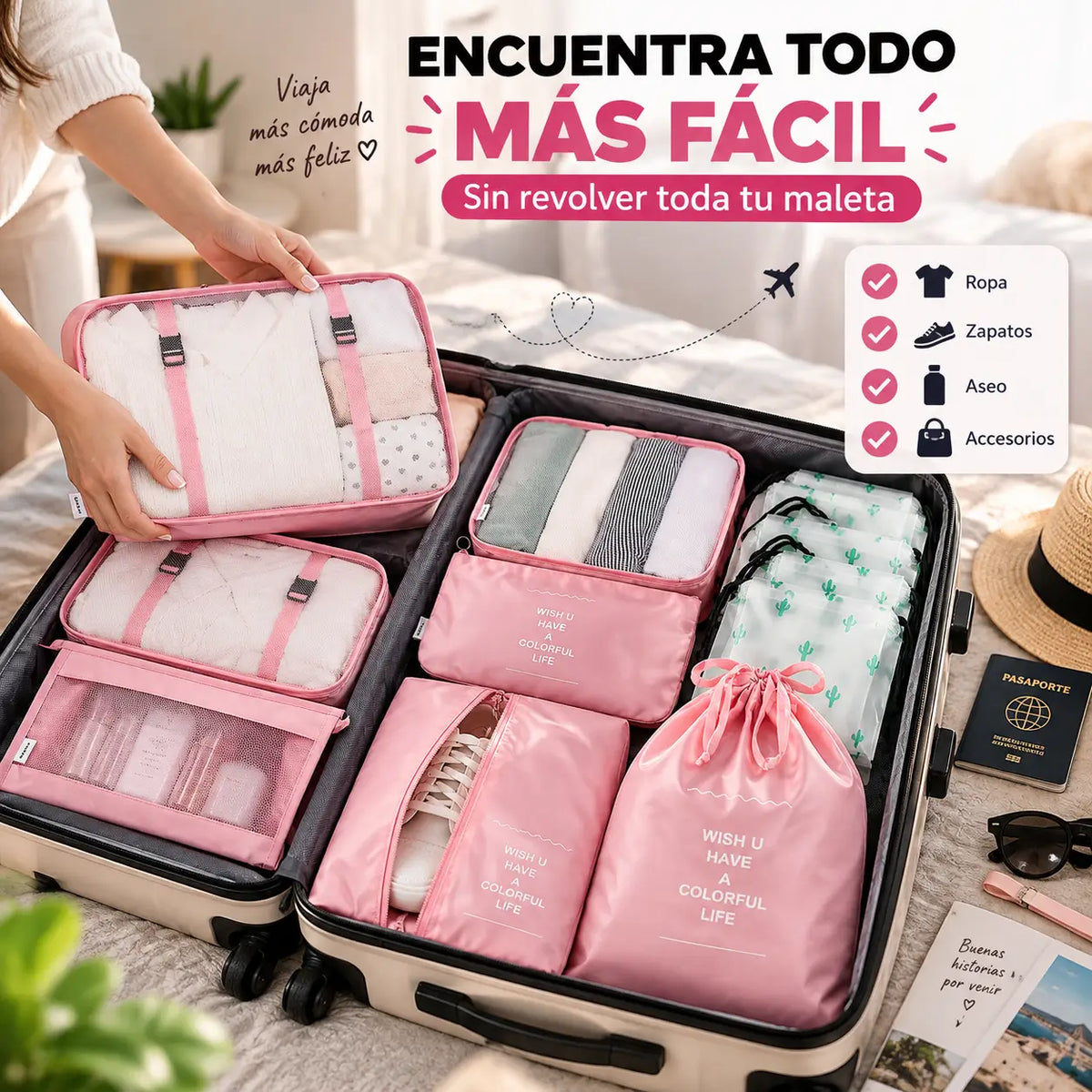 Travel Organizer®: Set de 9 Bolsas Organizadoras de Maleta