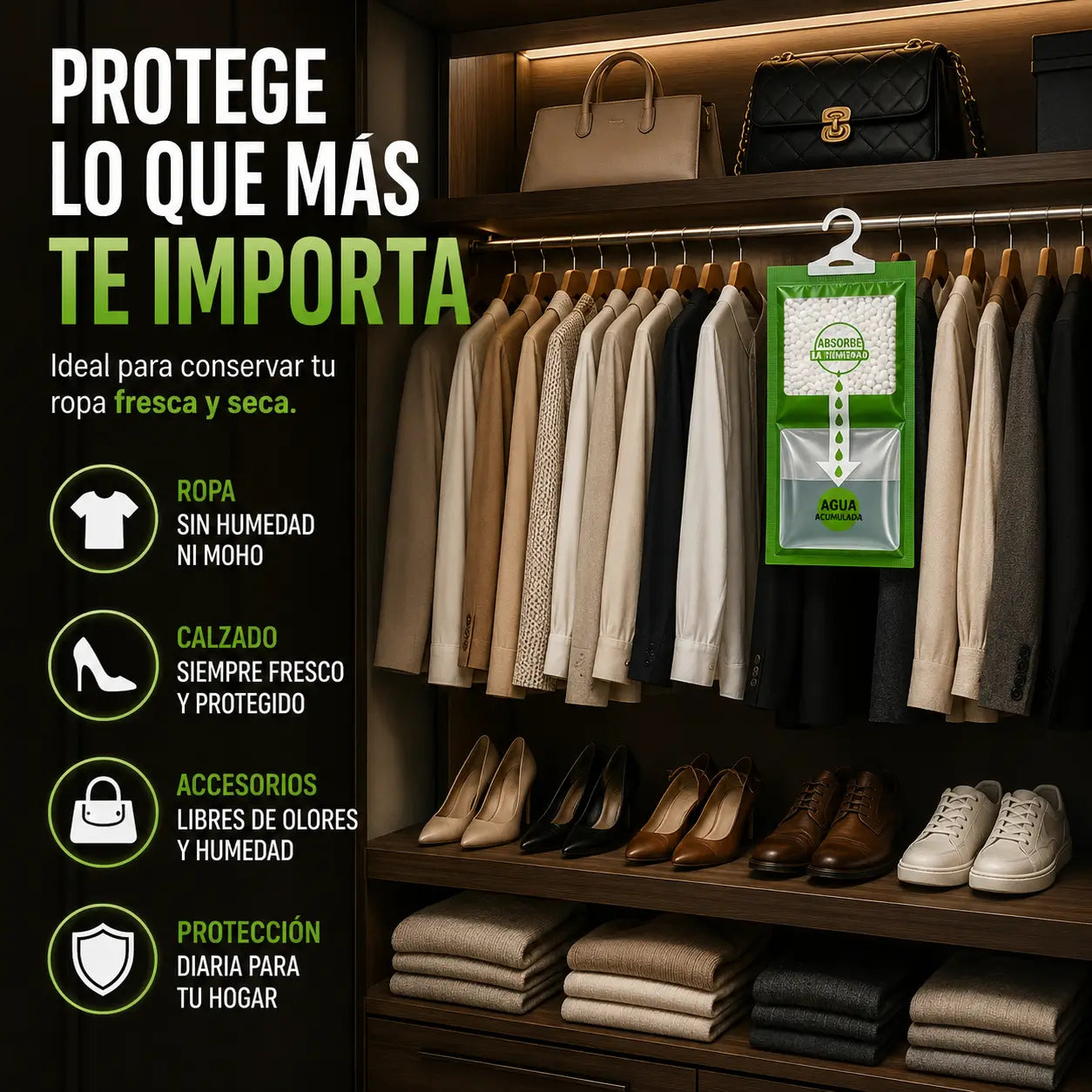 ¡PROMO 3X1! DryHome Pro®: Bolsas Deshumidificadoras Colgantes Premium