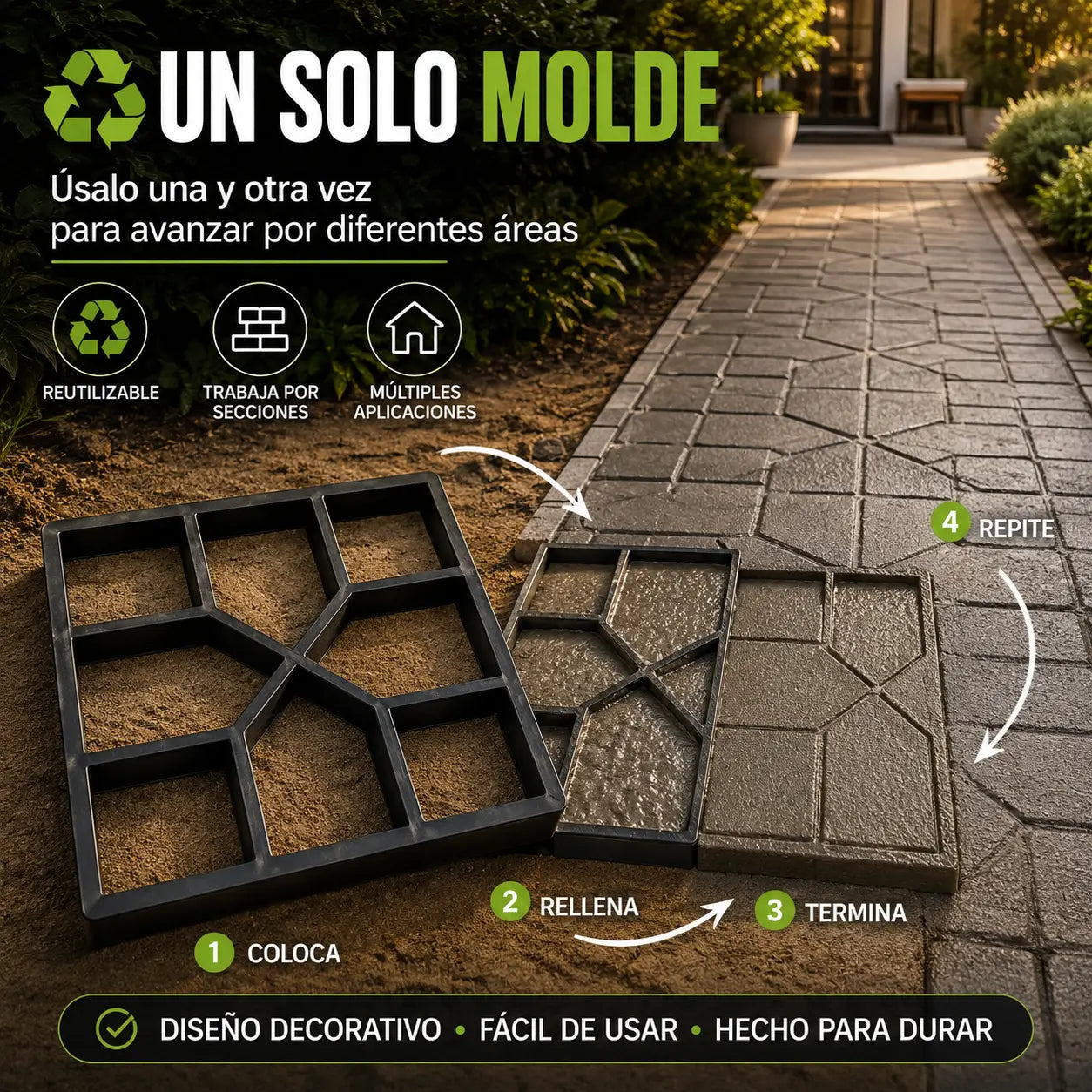 PaveMold Pro®: Molde Reutilizable para Piso de Concreto