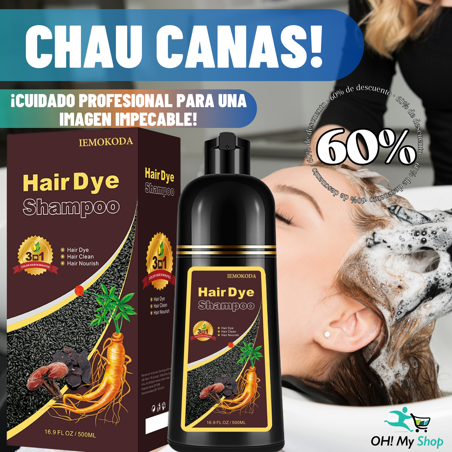 Shampoo Black 3 en 1 - CHAU CANAS!