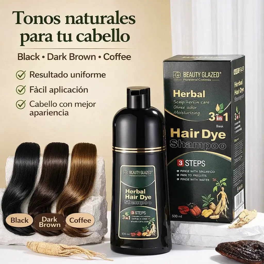 HerbalColor Shampoo: CHAU CANAS + limpieza en un solo paso + Mascarilla de Keratina GRATIS 🎁