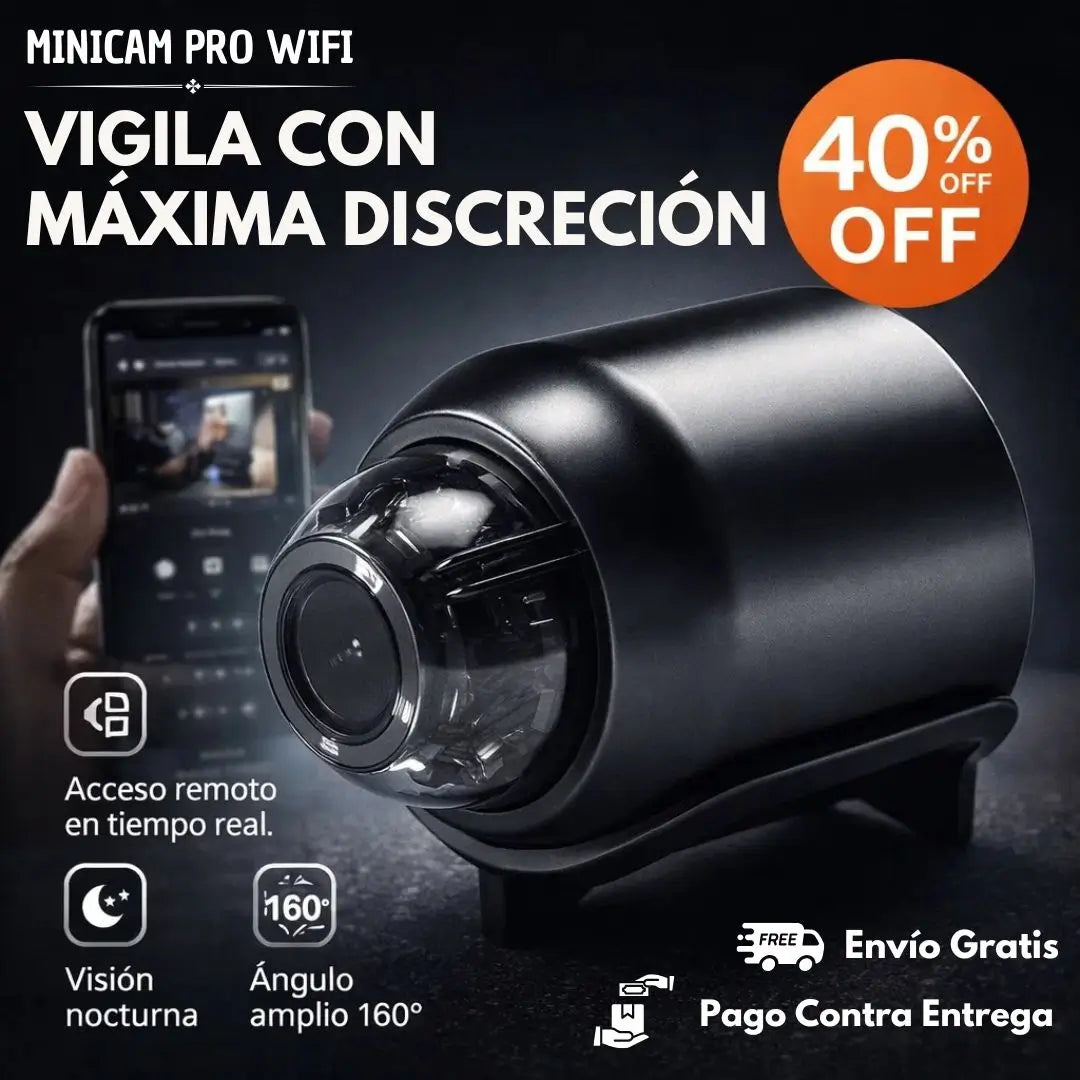 MiniCam Pro WiFi®️: Mini cámara WiFi HD con control desde tu celular.