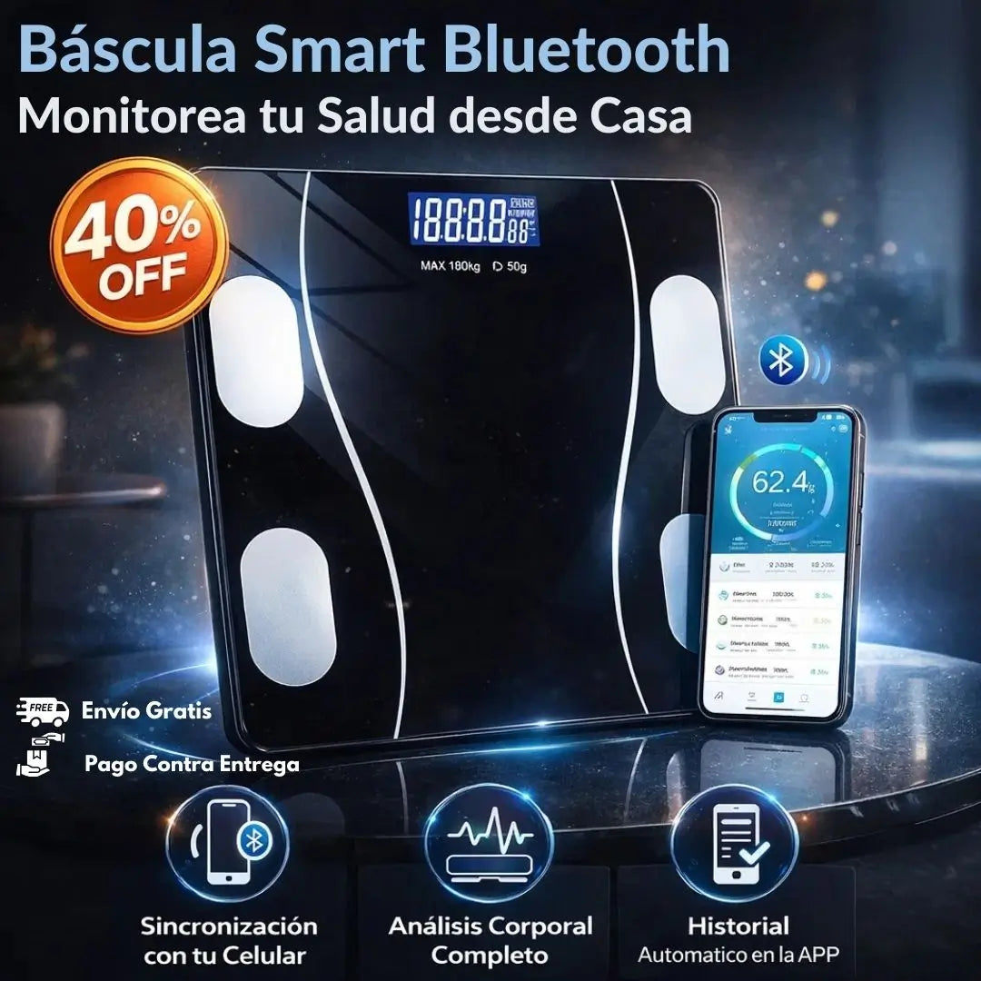 Bascula Smart  Bluetooth: Controla tu Cuerpo Desde el Celular, sin Complicaciones