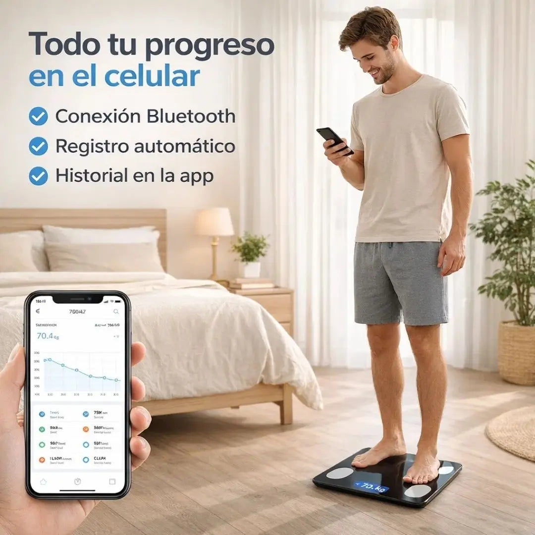 Bascula Smart  Bluetooth: Controla tu Cuerpo Desde el Celular, sin Complicaciones