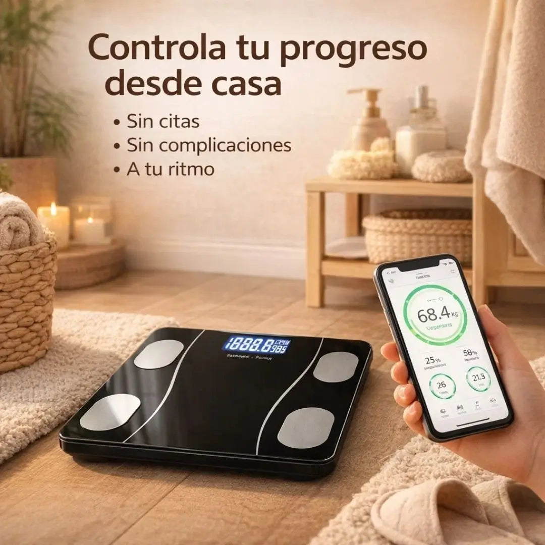 Bascula Smart  Bluetooth: Controla tu Cuerpo Desde el Celular, sin Complicaciones