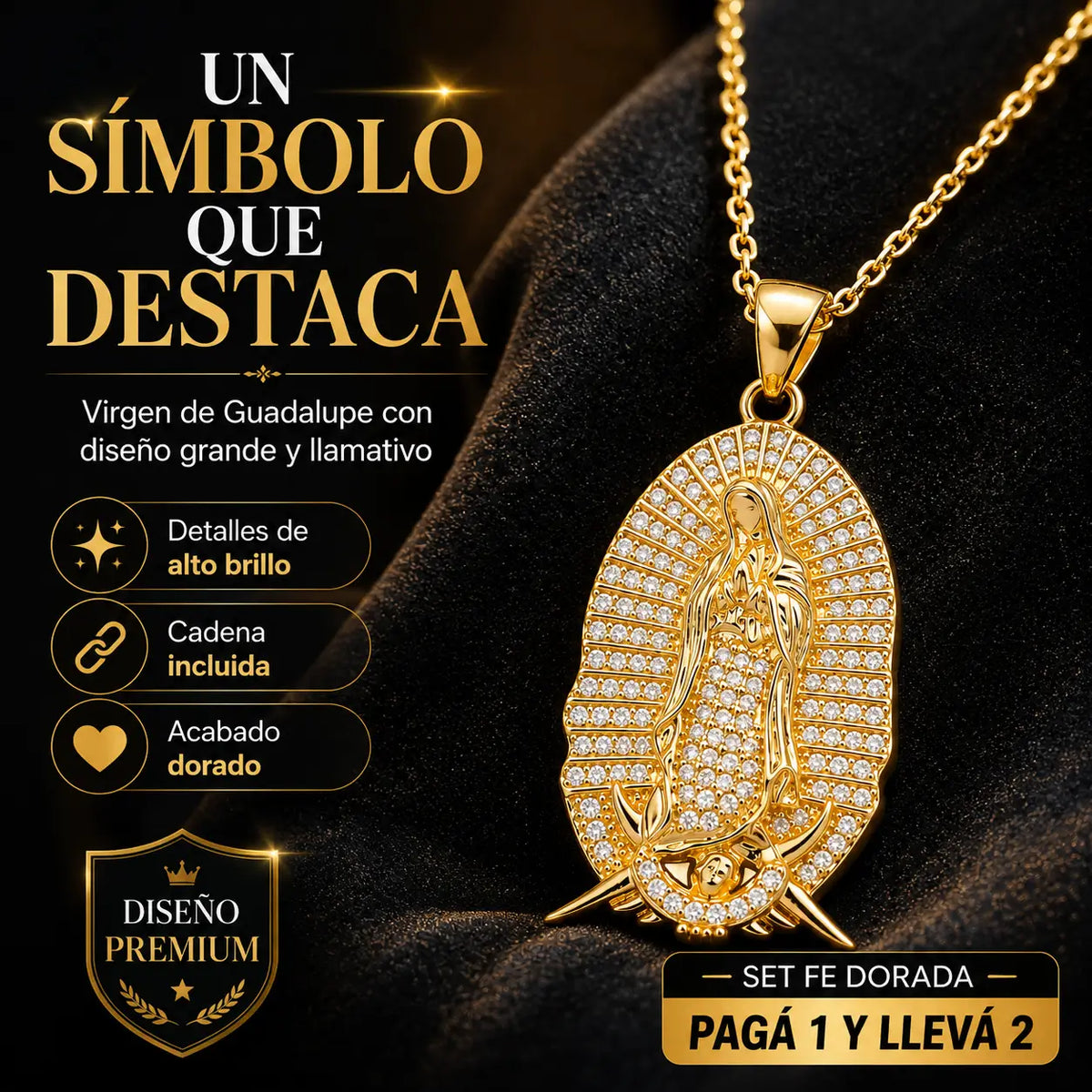 ✨ Set Fe Dorada®: Collar + Rosario de la Virgen de Guadalupe | Pagá 1 y Llevá 2