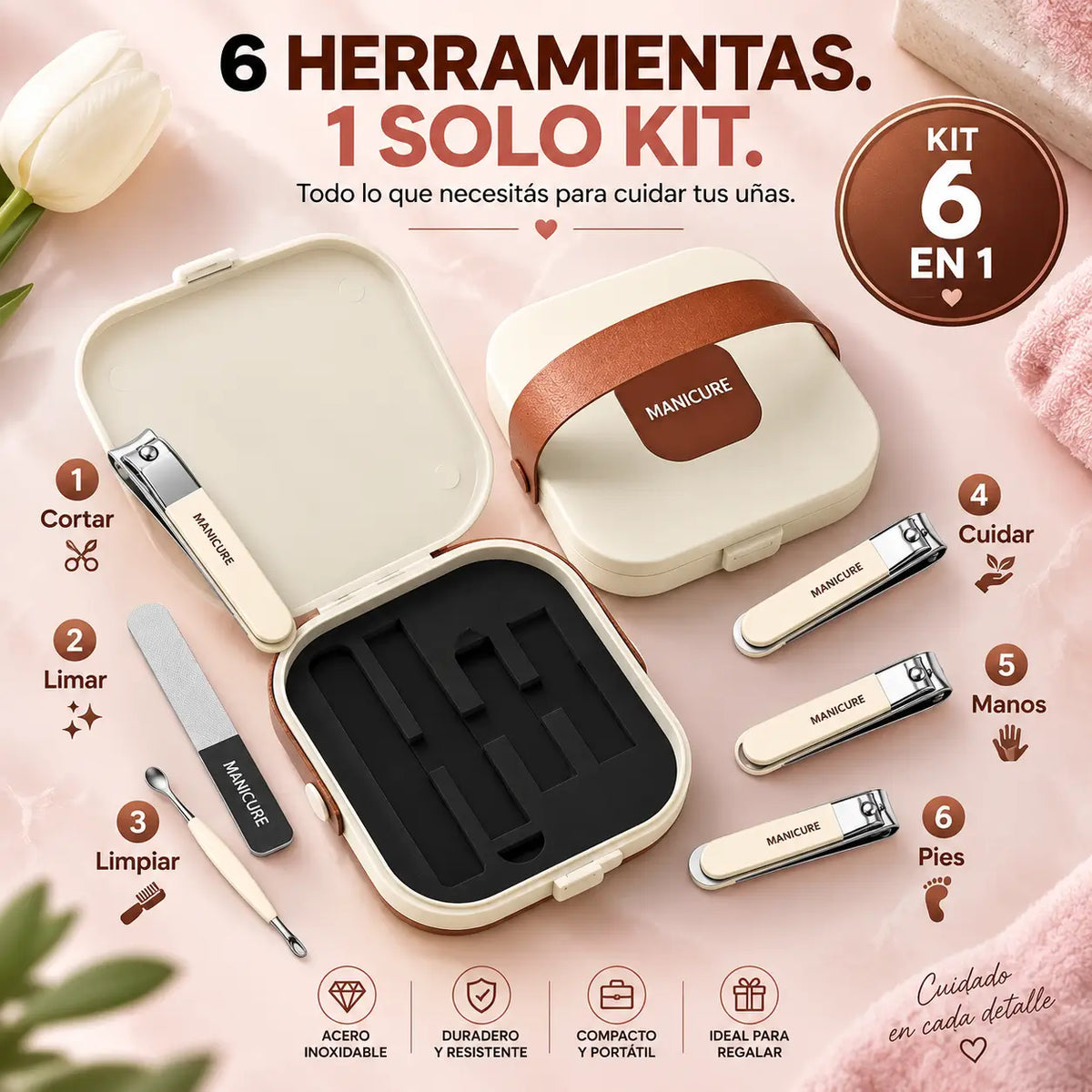 NailCare Pro®: Kit de uñas 6 en 1, práctico y completo.