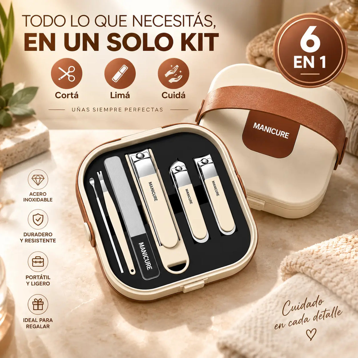 NailCare Pro®: Kit de uñas 6 en 1, práctico y completo.