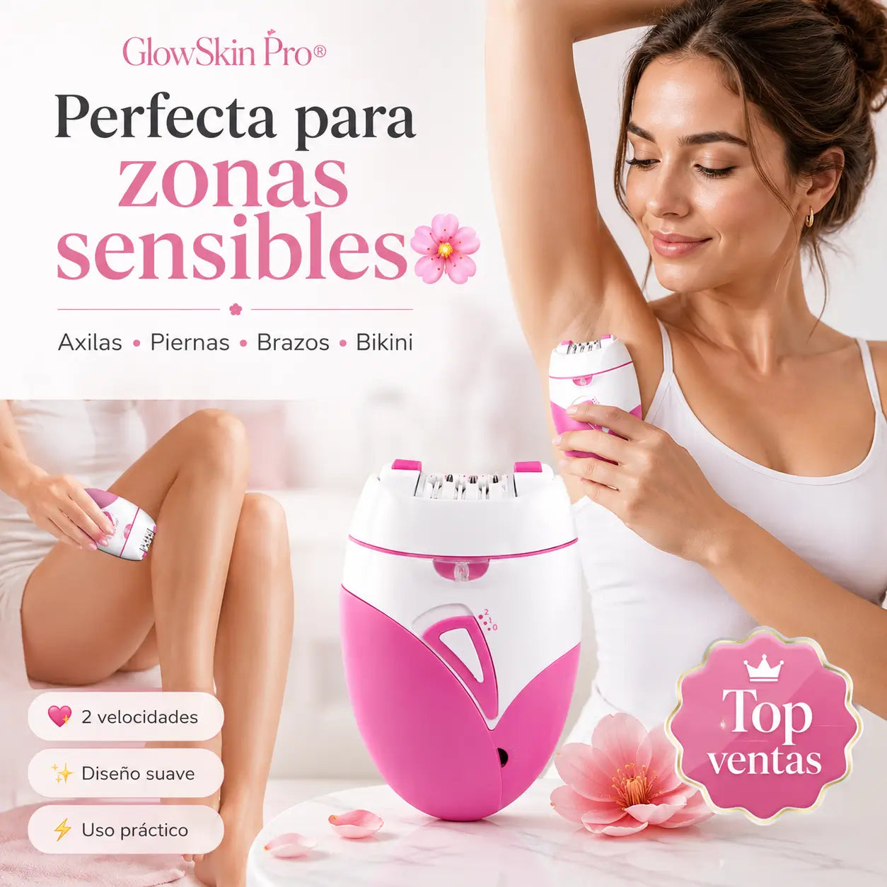 GlowSkin Pro®: Depiladora Eléctrica Recargable