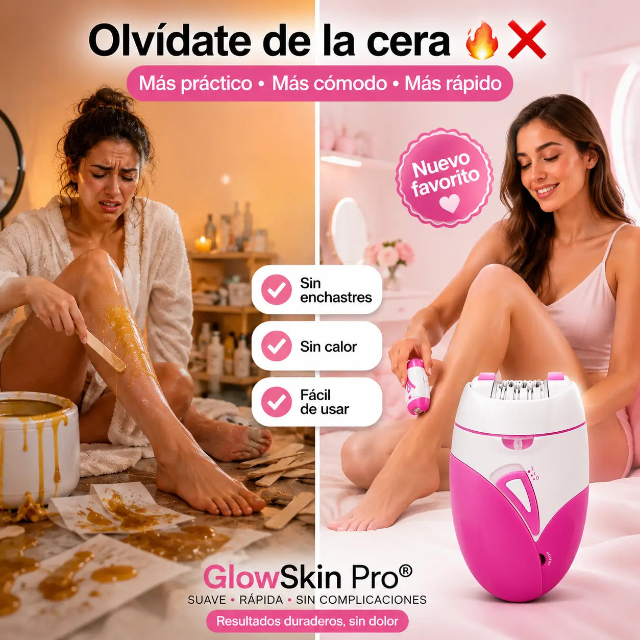 GlowSkin Pro®: Depiladora Eléctrica Recargable