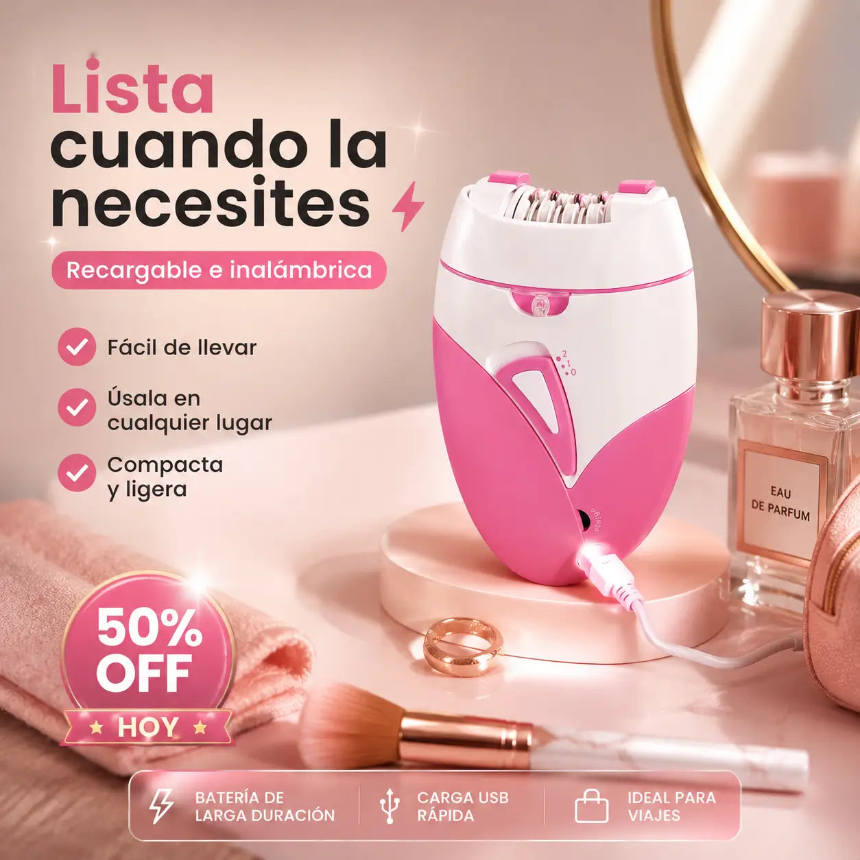 GlowSkin Pro®: Depiladora Eléctrica Recargable