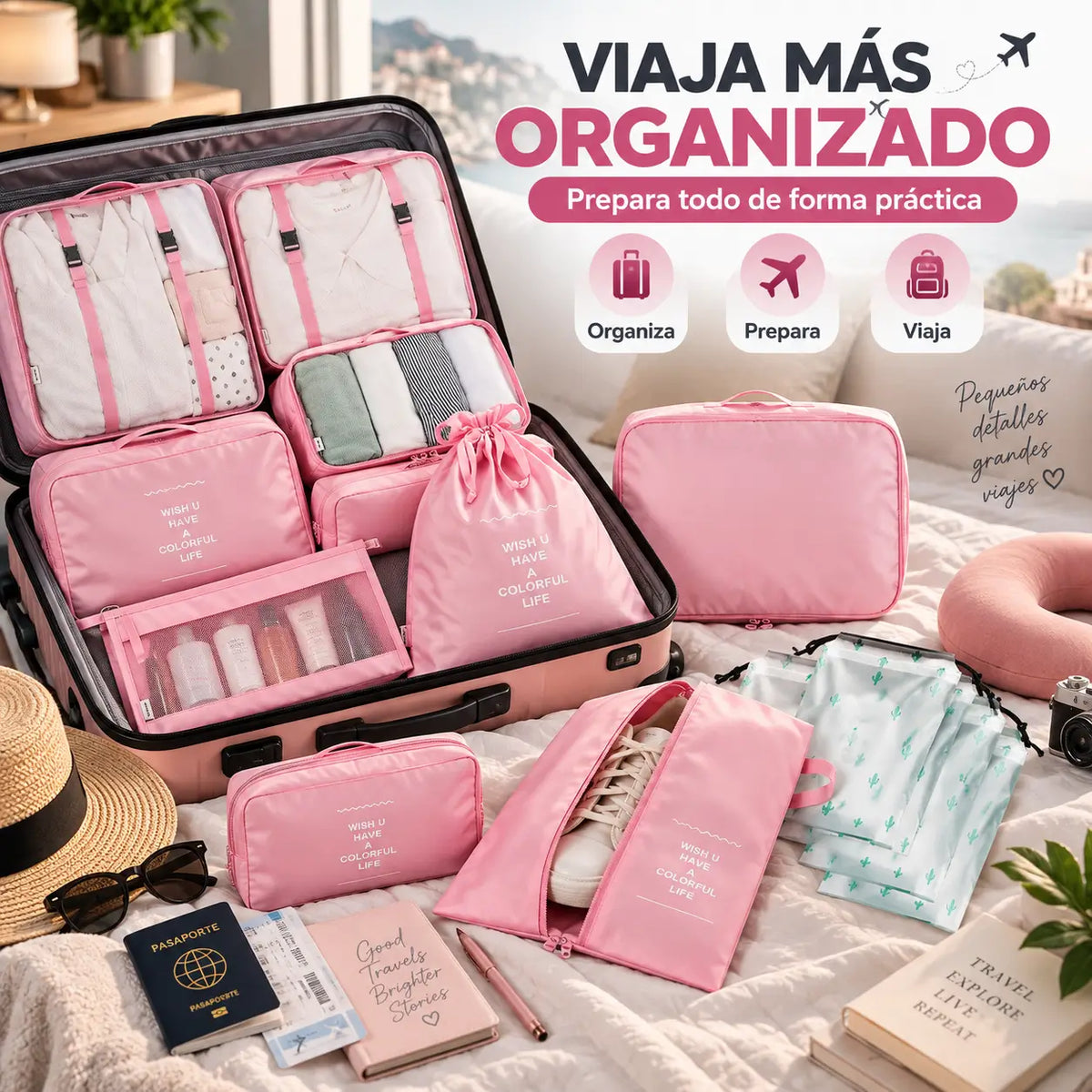 Travel Organizer®: Set de 9 Bolsas Organizadoras de Maleta