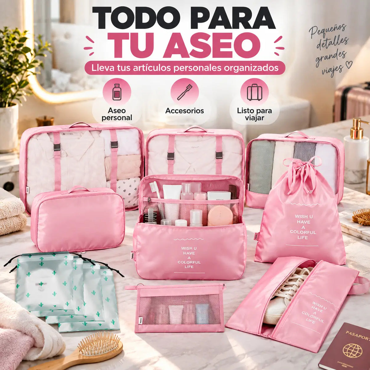 Travel Organizer®: Set de 9 Bolsas Organizadoras de Maleta