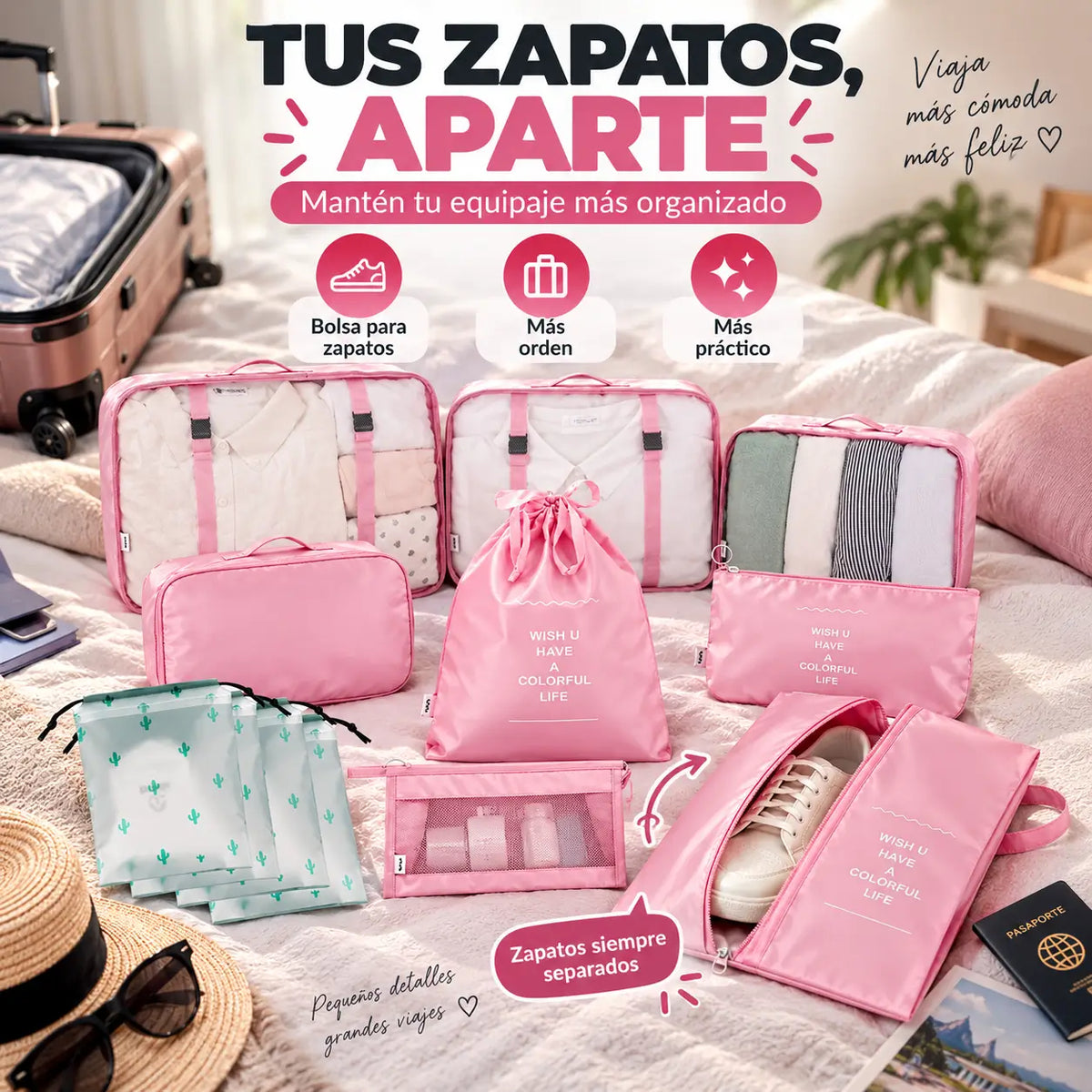 Travel Organizer®: Set de 9 Bolsas Organizadoras de Maleta