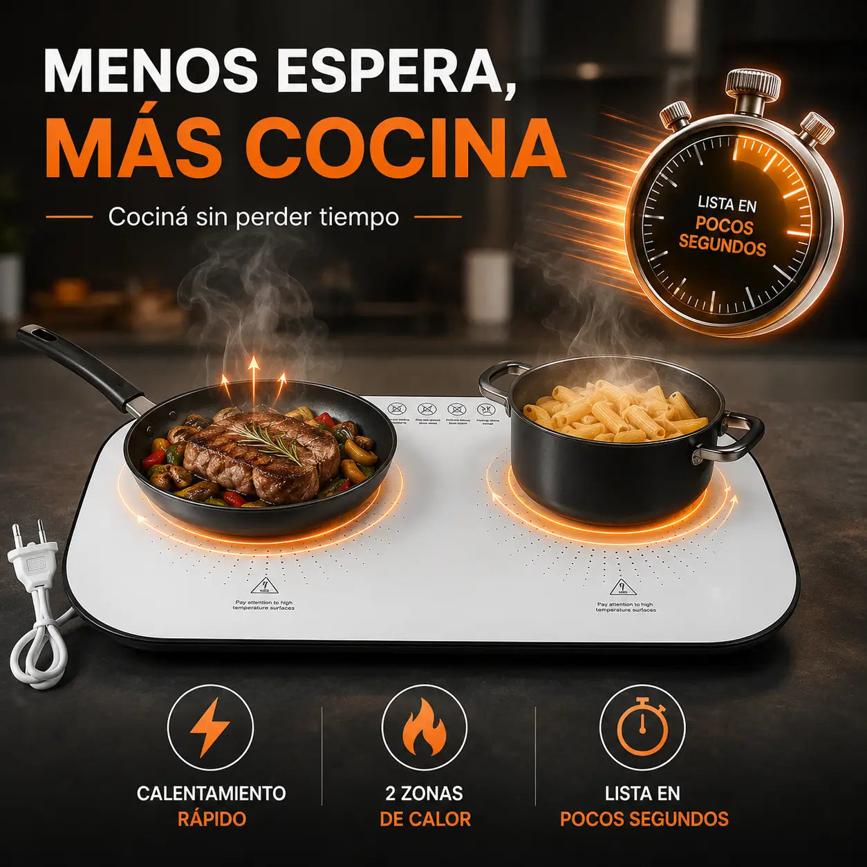 ¡PROMO 2X1! HeatServe Pro®: Bandeja Calefactora Eléctrica de Doble Zona