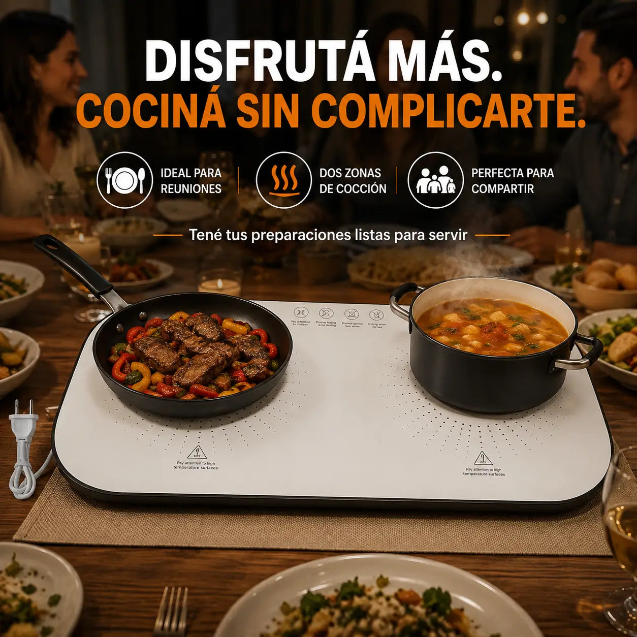¡PROMO 2X1! HeatServe Pro®: Bandeja Calefactora Eléctrica de Doble Zona
