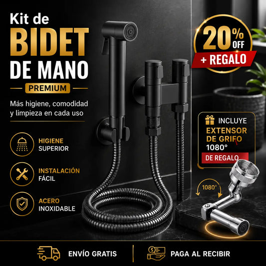 CleanJet Pro®: Kit de Bidet de Mano Premium + Extensor de Grifo 1080° DE REGALO