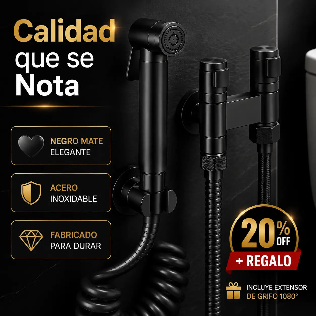 CleanJet Pro®: Kit de Bidet de Mano Premium + Extensor de Grifo 1080° DE REGALO