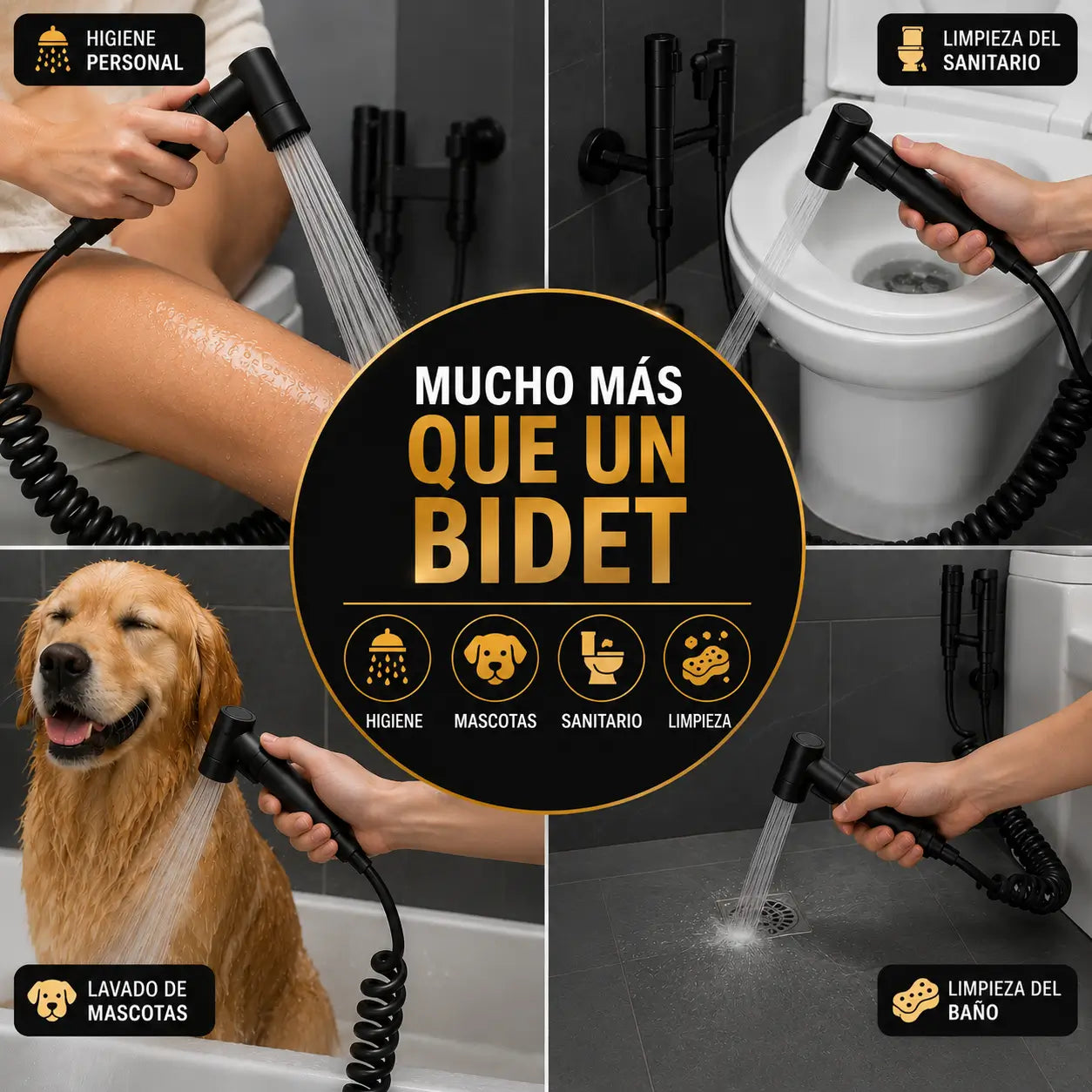 CleanJet Pro®: Kit de Bidet de Mano Premium + Extensor de Grifo 1080° DE REGALO