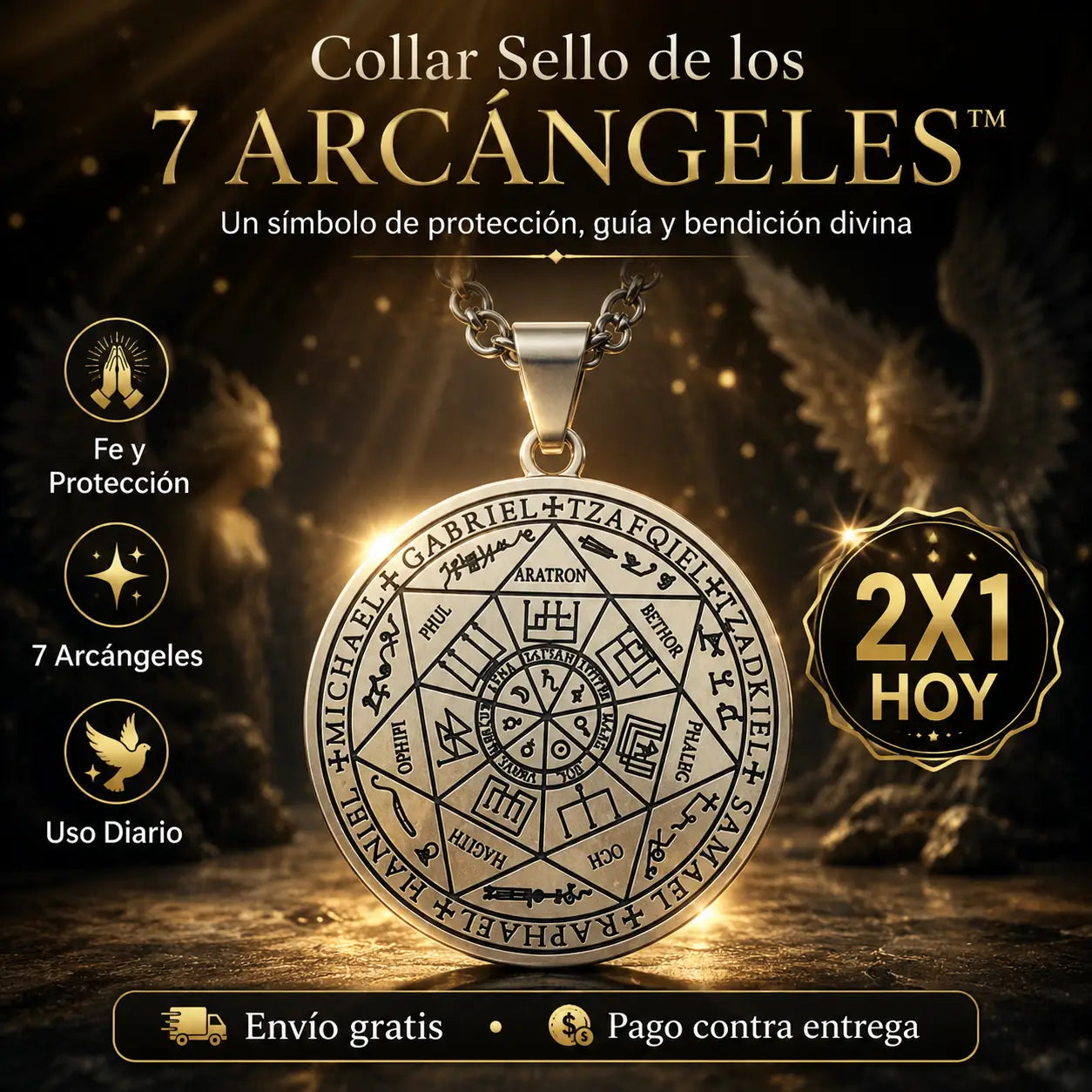 ¡PROMO 2X1! Arcangelis®️: Collar Sello de los 7 Arcángeles – Protección, Fe y Bendición Divina 🙏💫