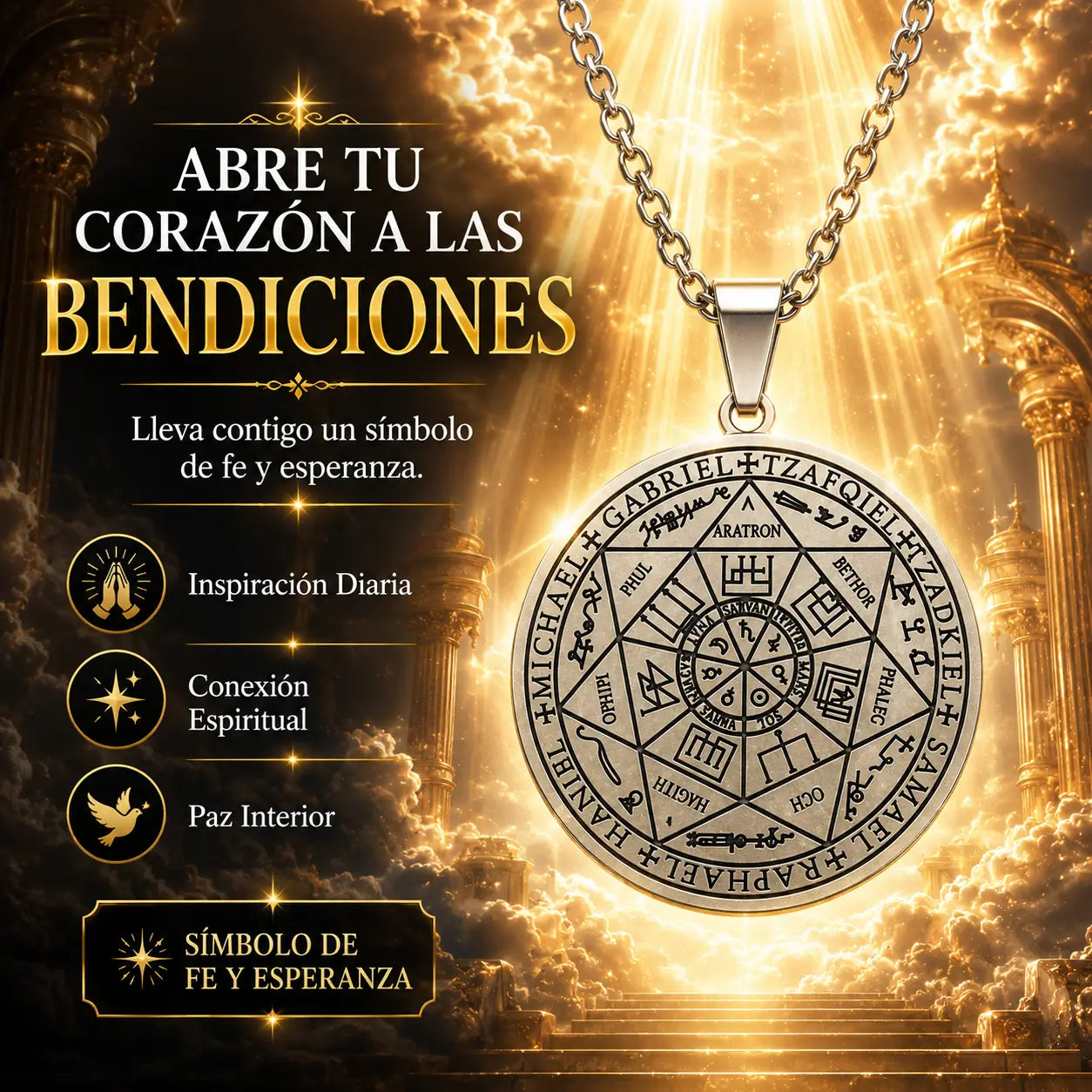 ¡PROMO 2X1! Arcangelis®️: Collar Sello de los 7 Arcángeles – Protección, Fe y Bendición Divina 🙏💫