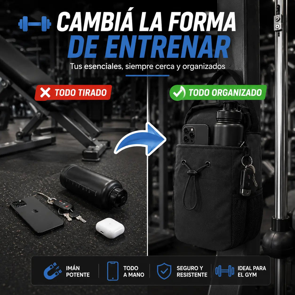 GymBag Pro®️: Bolsa Magnética para Gym + Toalla Deportiva de REGALO 🎁