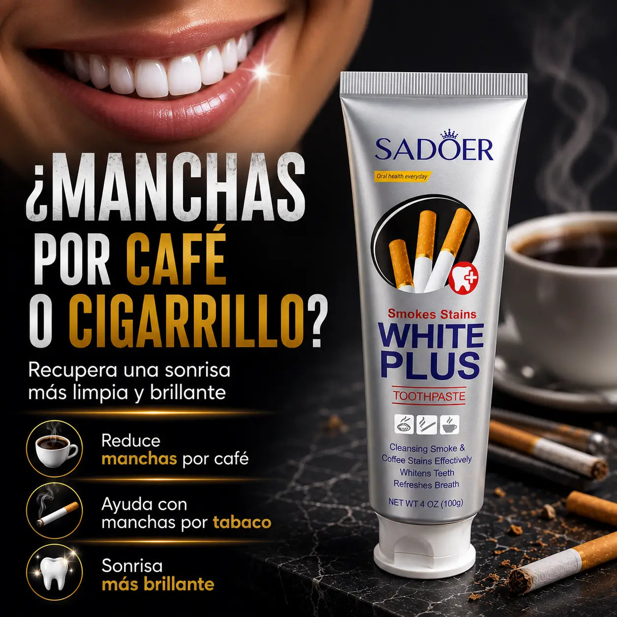 ¡PROMO 2X1! WhiteGlow Plus®️: Pasta dental blanqueadora anti-manchas con frescura intensa y limpieza profunda.