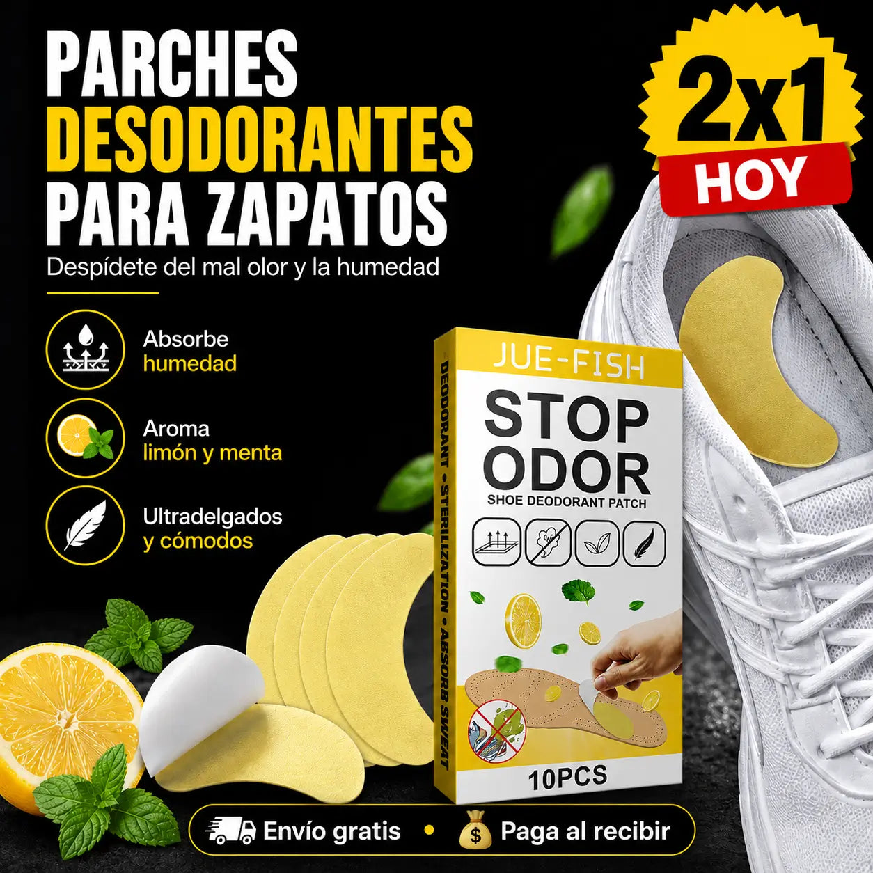 ¡PROMO 2X1! FootFresh®️: Parches desodorantes para pies frescos y cómodos.