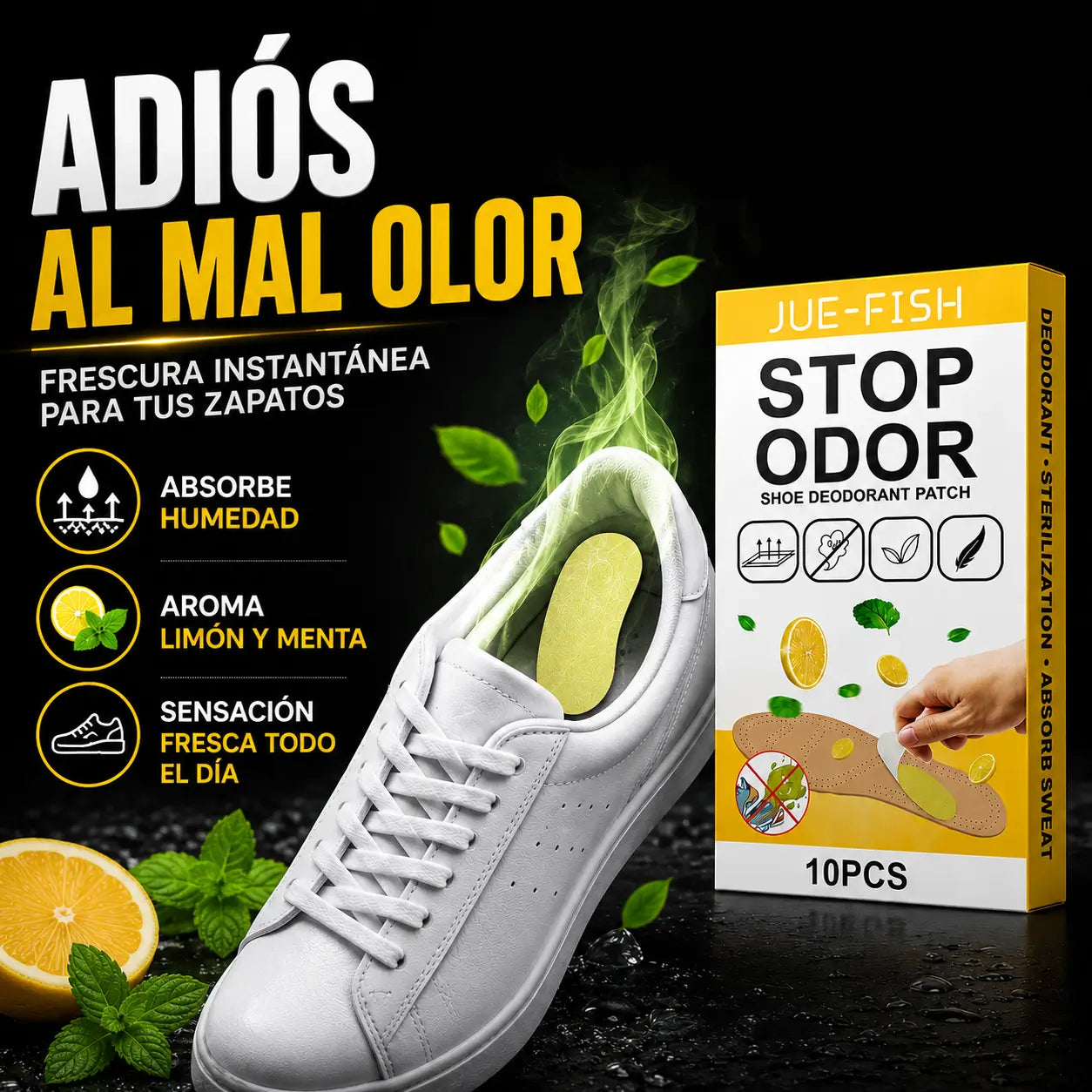 ¡PROMO 2X1! FootFresh®️: Parches desodorantes para pies frescos y cómodos.