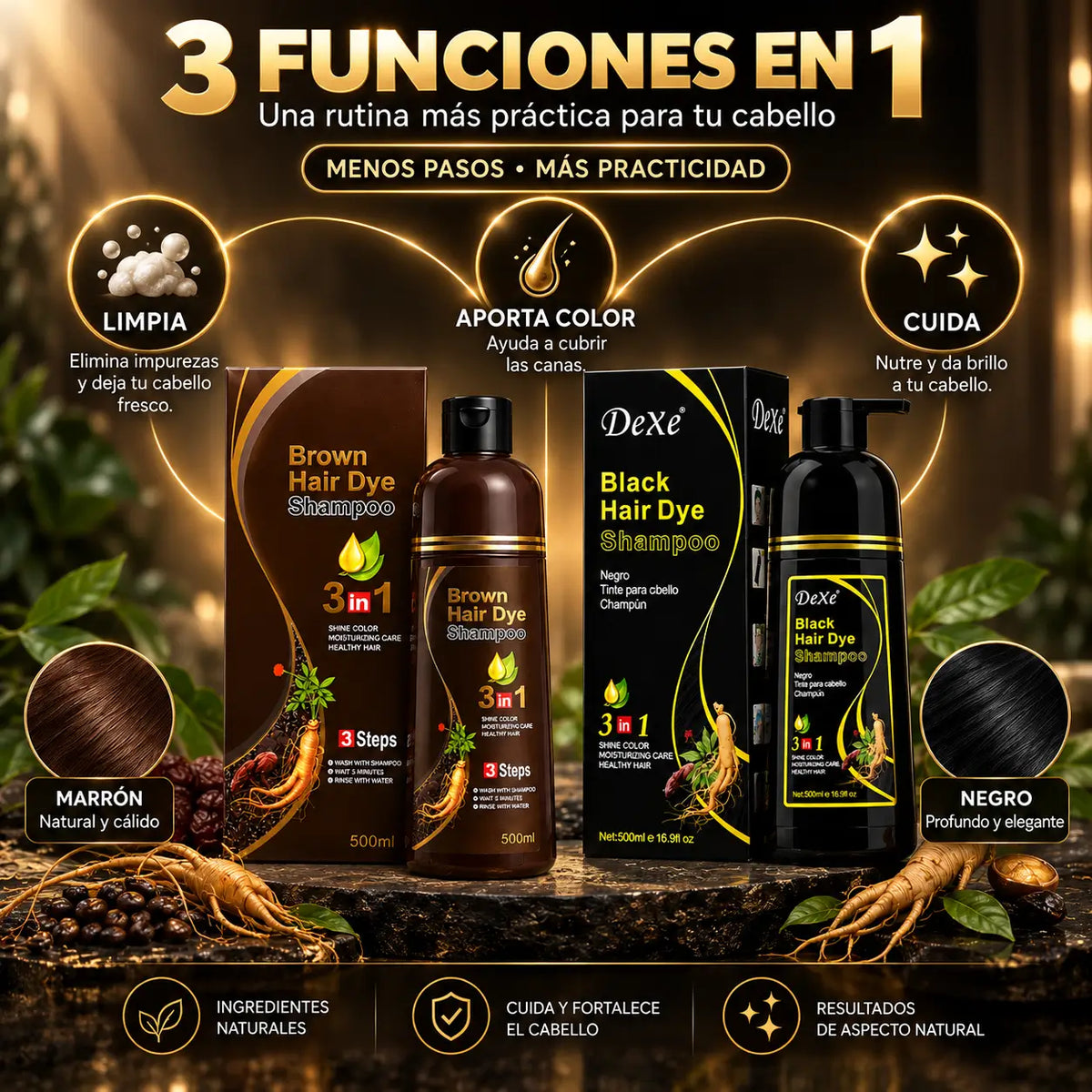 ColorVive®: Shampoo Cubre Canas Premium 3 en 1 + Aceite de Argán de Regalo 🎁