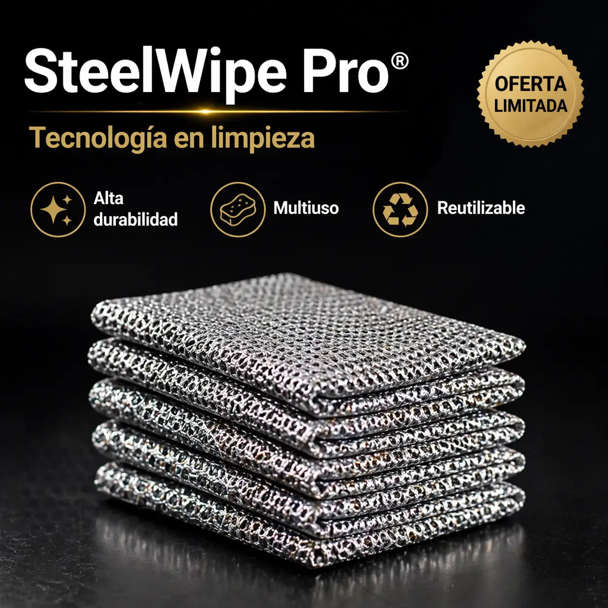 ¡PACK X5! SteelWipe Pro®️: Elimina grasa difícil sin rayar