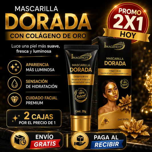 ¡PROMO 2X1! GoldenGlow Pro®: Mascarilla Facial Dorada con Colágeno de Oro