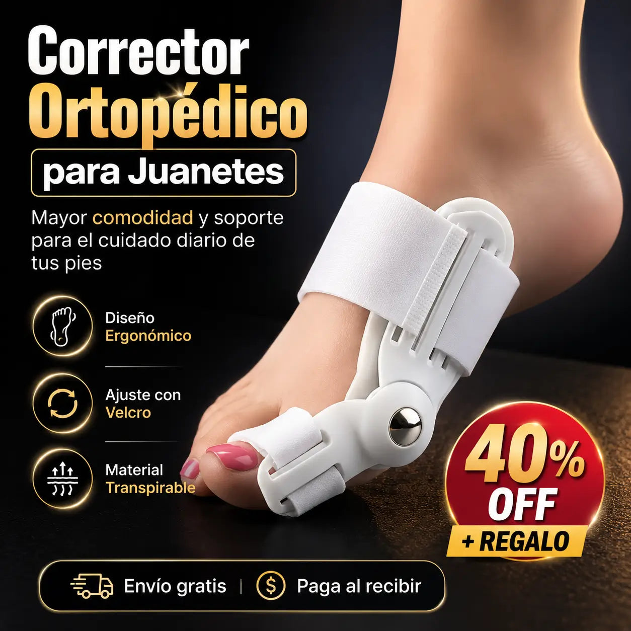 BunionCare Pro®: Corrector Ortopédico Ajustable para Juanetes + REGALO Sorpresa