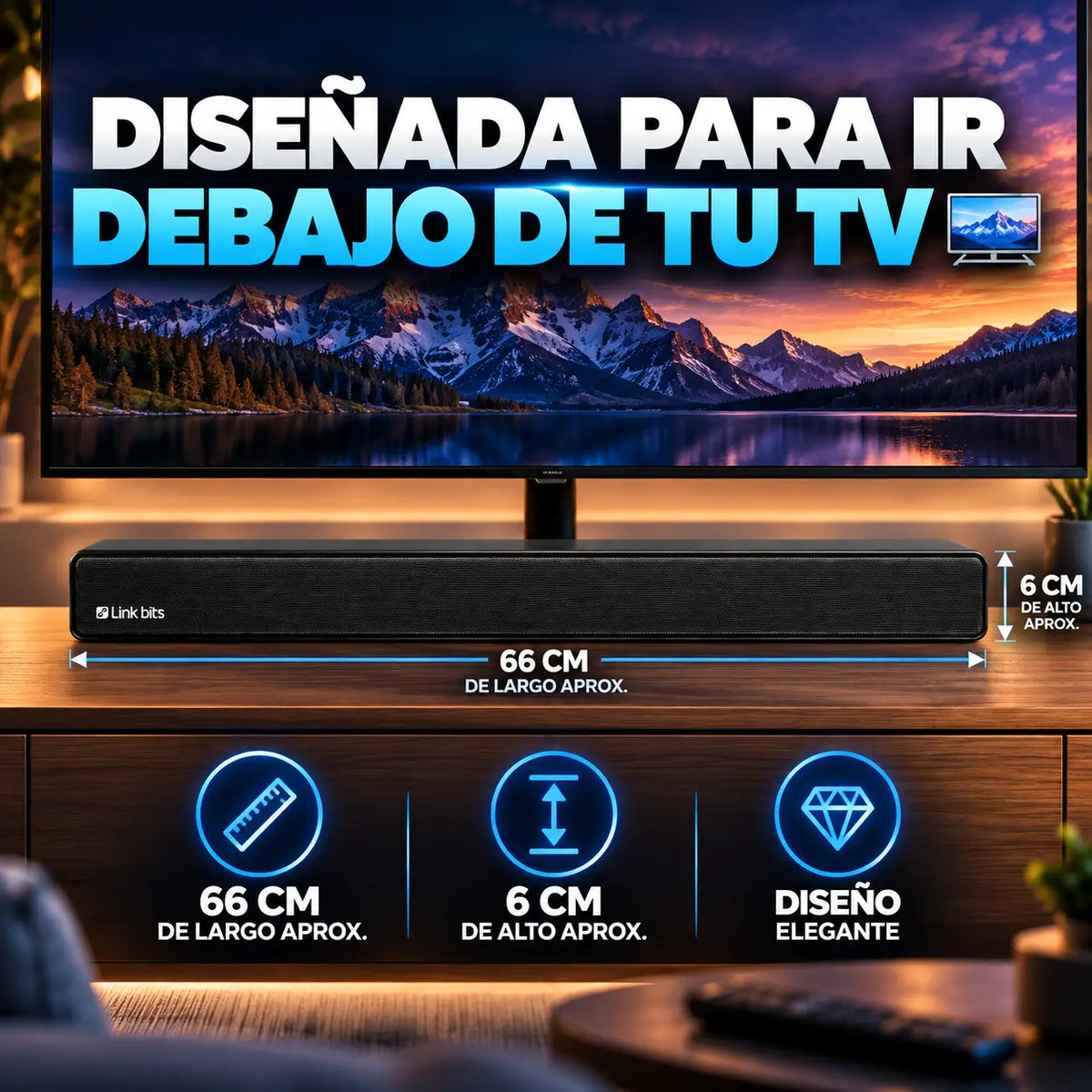 Link Bits BS-22®: Barra de Sonido Bluetooth 16W