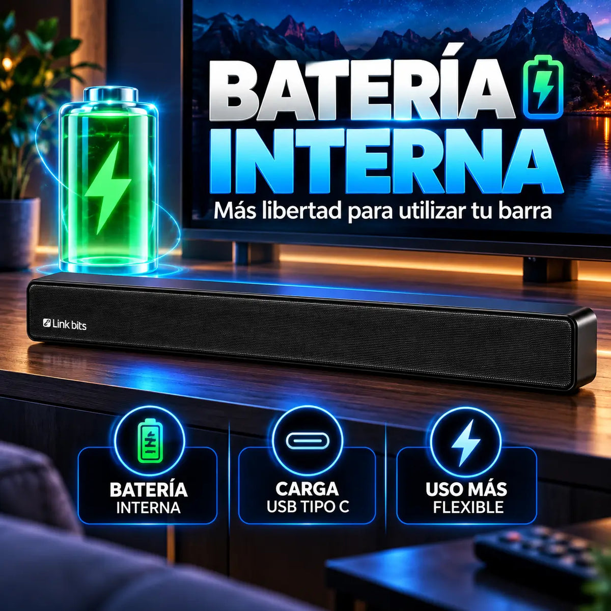 Link Bits BS-22®: Barra de Sonido Bluetooth 16W