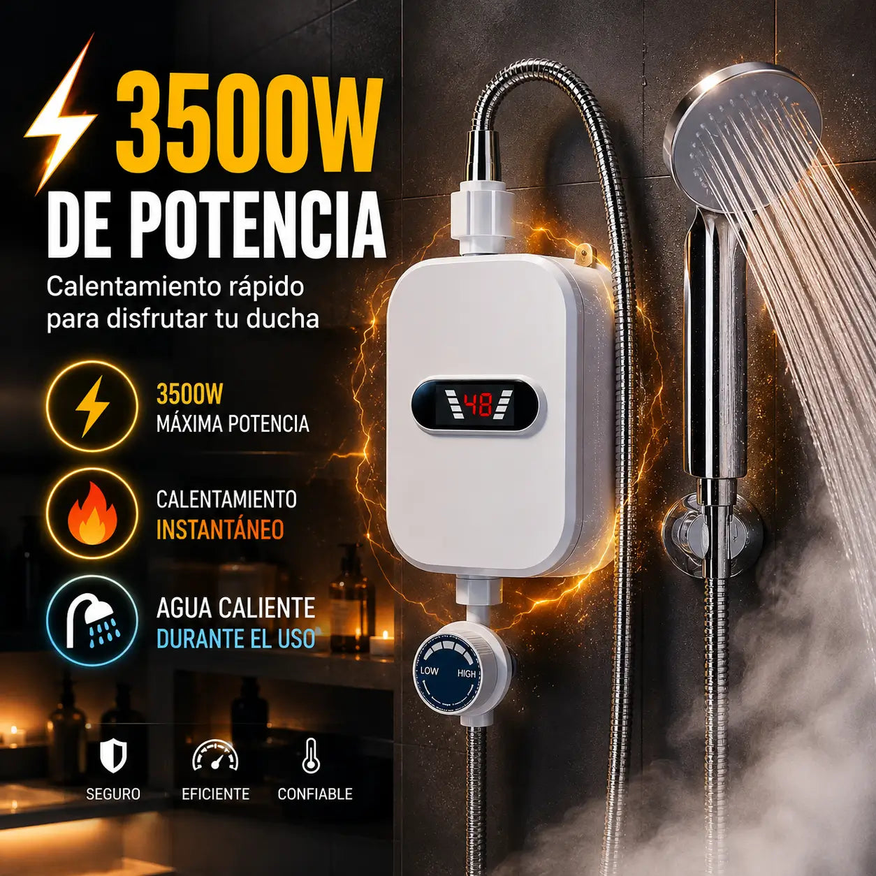 HeatFlow Pro®: Ducha Eléctrica Instantánea 3500W