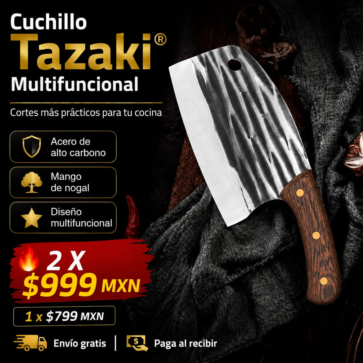 Tazaki® Chef Pro: Cuchillo Multifuncional de Cocina