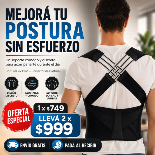 PostureFlex Pro®️: Corrector de Postura Ajustable e Invisible