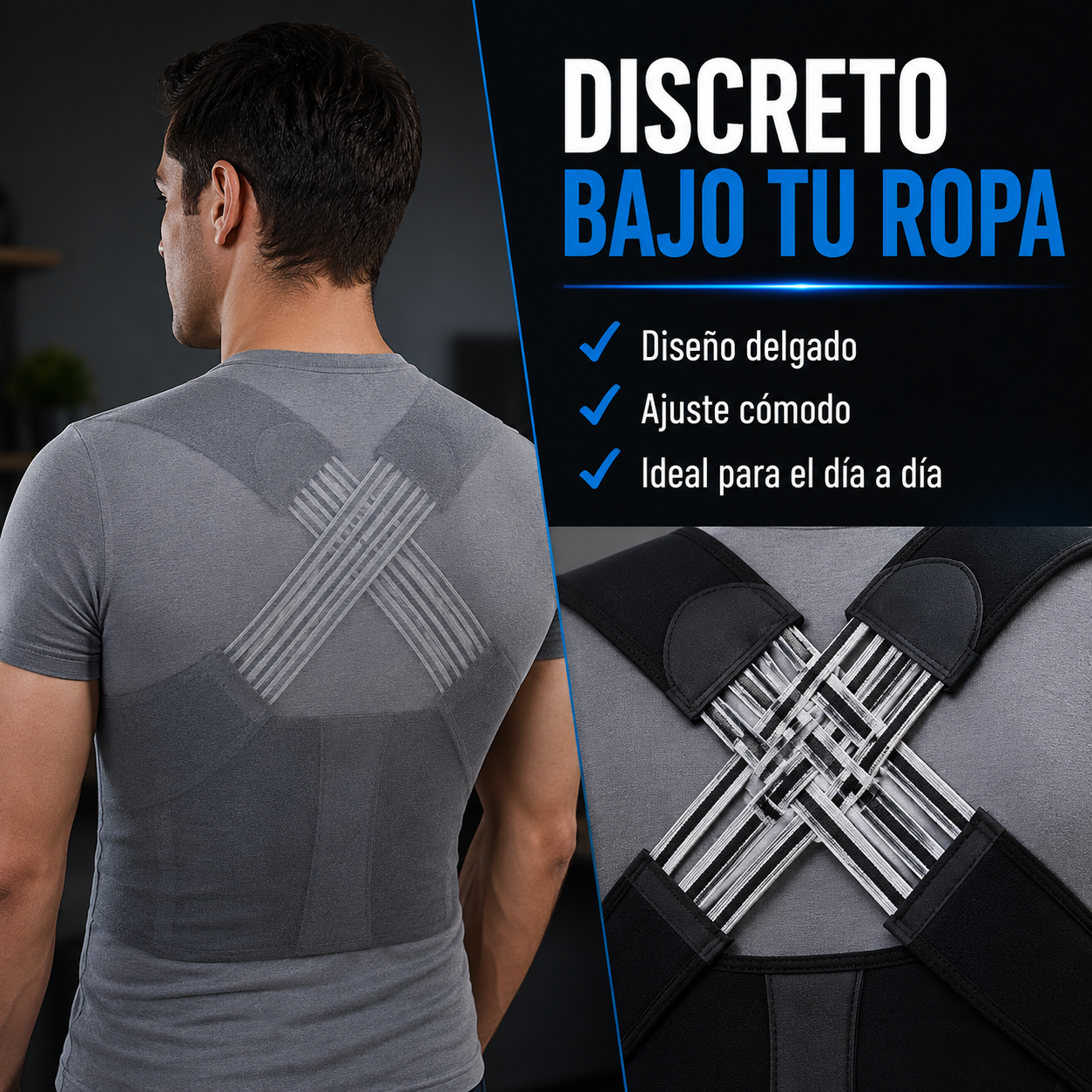 PostureFlex Pro®️: Corrector de Postura Ajustable e Invisible