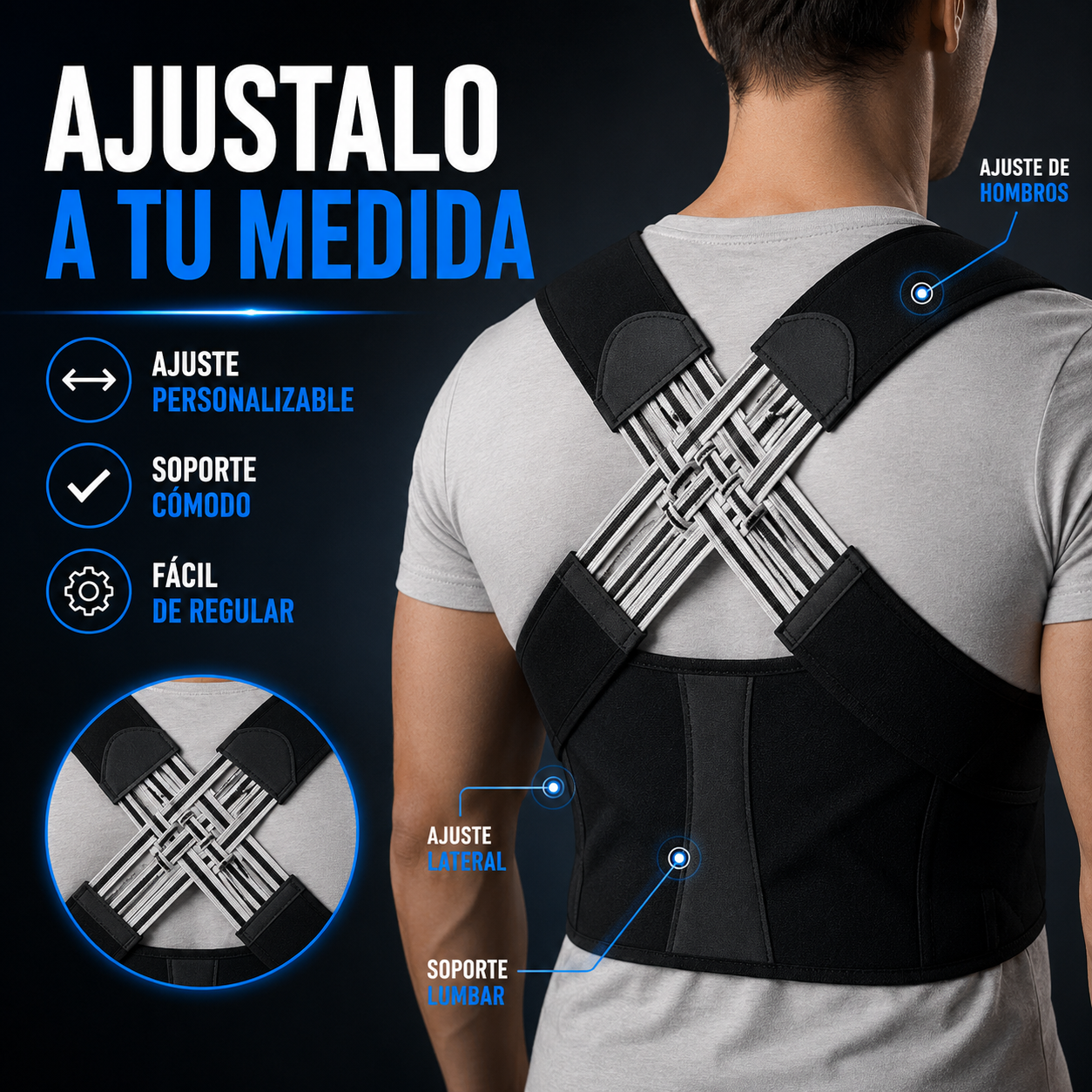 PostureFlex Pro®️: Corrector de Postura Ajustable e Invisible