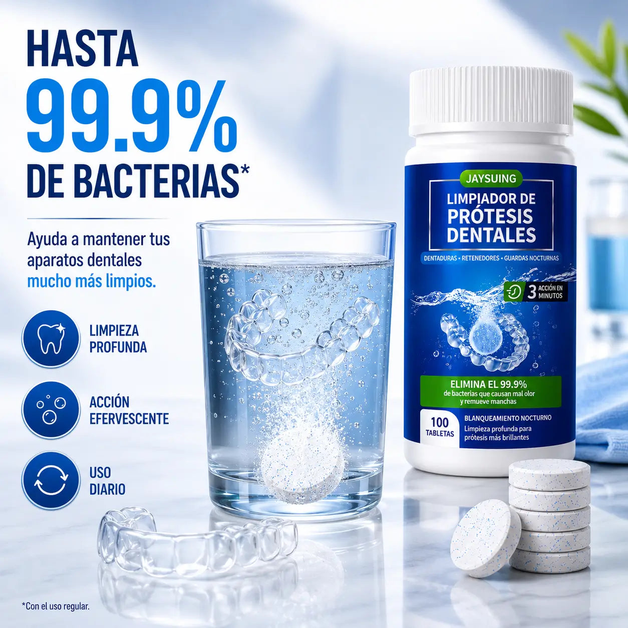 CleanTabs®: Tabletas Limpiadoras para Aparatos Dentales