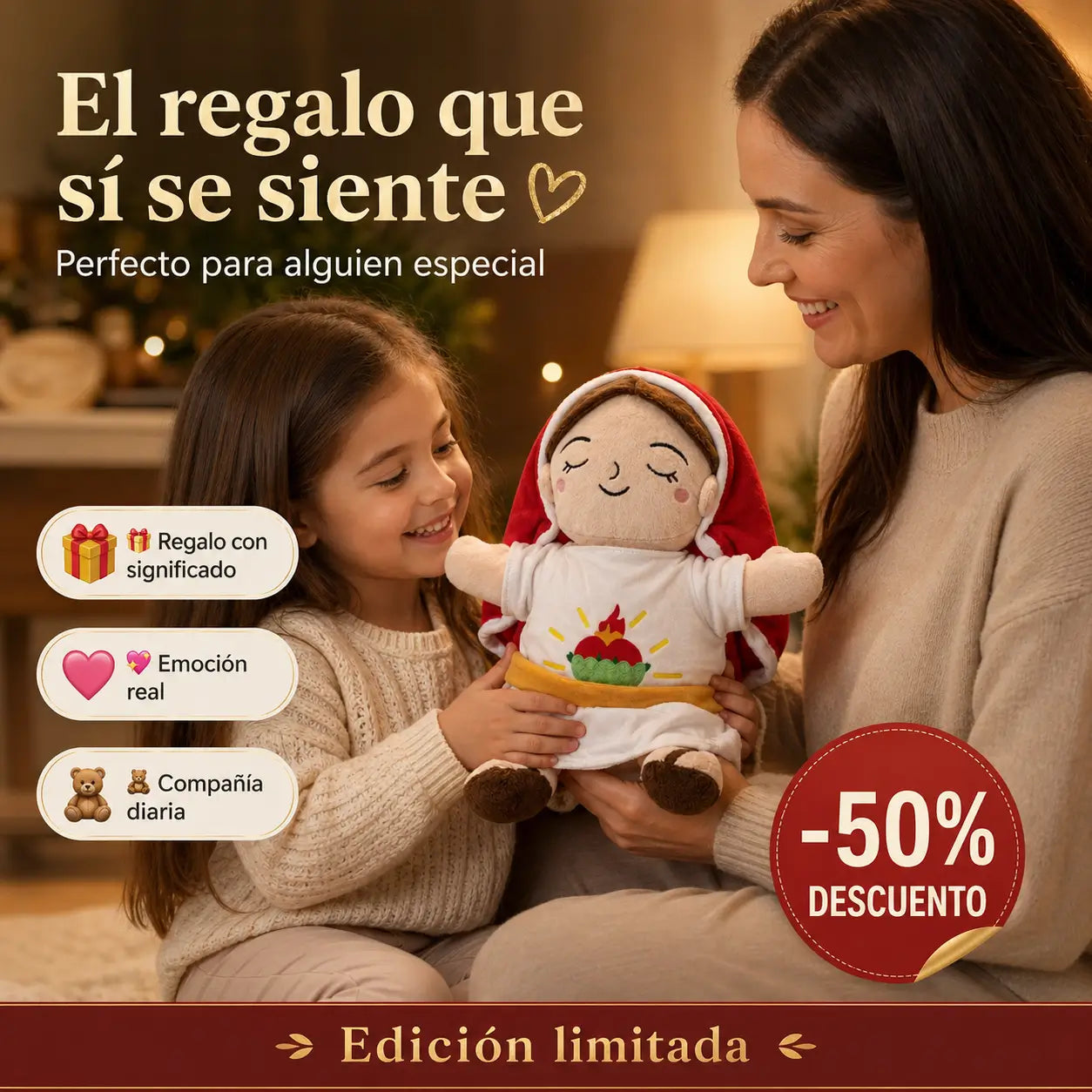 Luz Divina María®️: Peluche con Respiración y Luz Calmante