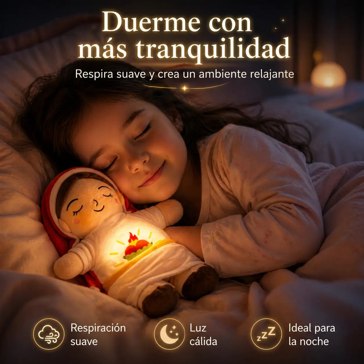 Luz Divina María®️: Peluche con Respiración y Luz Calmante