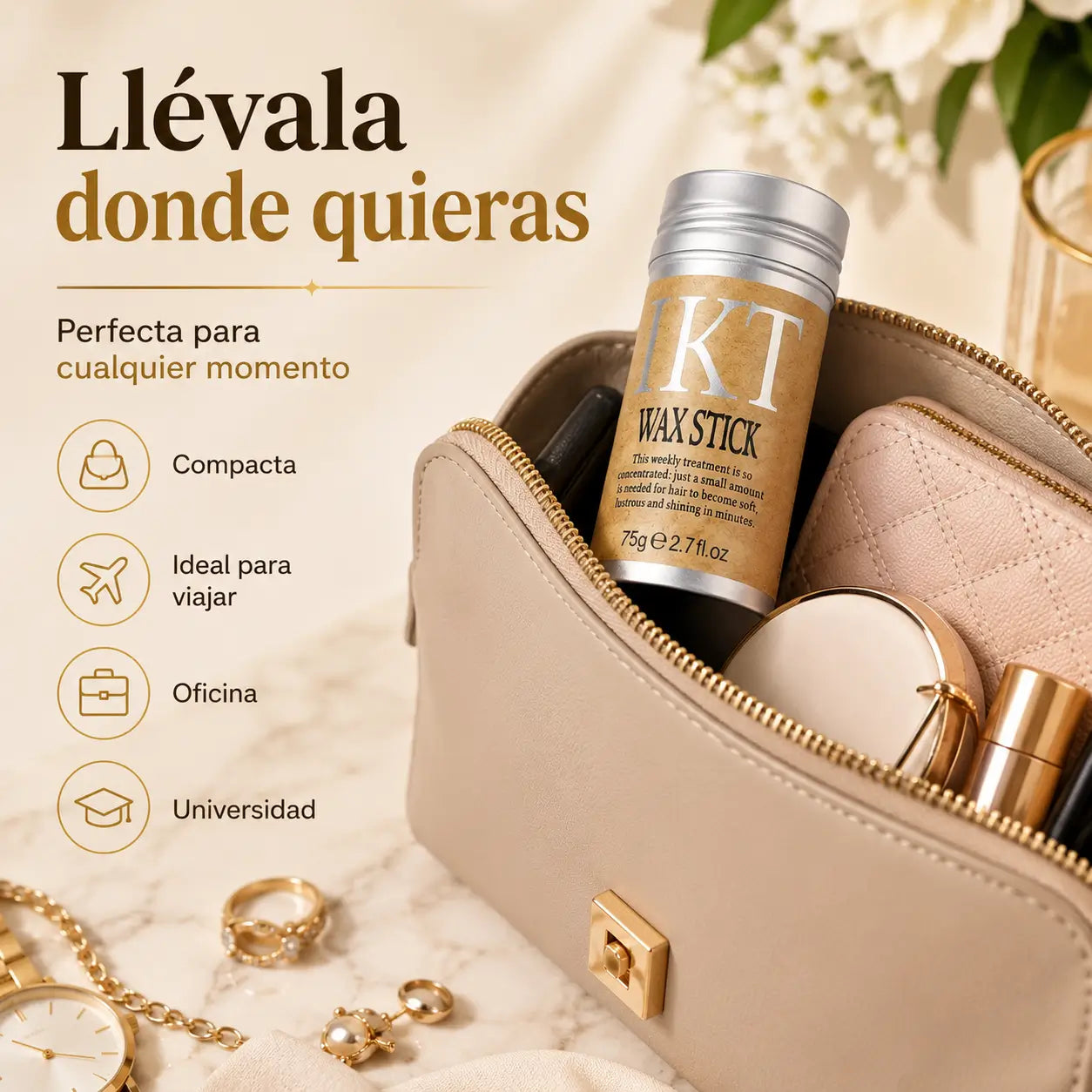SleekStick®: Barra de Cera Natural para un Cabello Sin Frizz + Rodillo Facial de REGALO!!