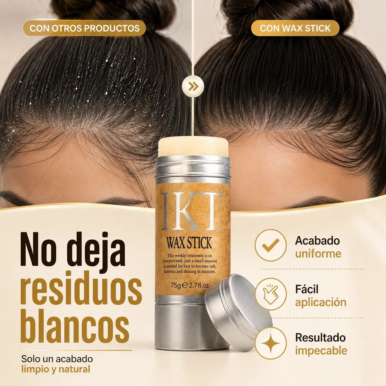 SleekStick®: Barra de Cera Natural para un Cabello Sin Frizz + Rodillo Facial de REGALO!!