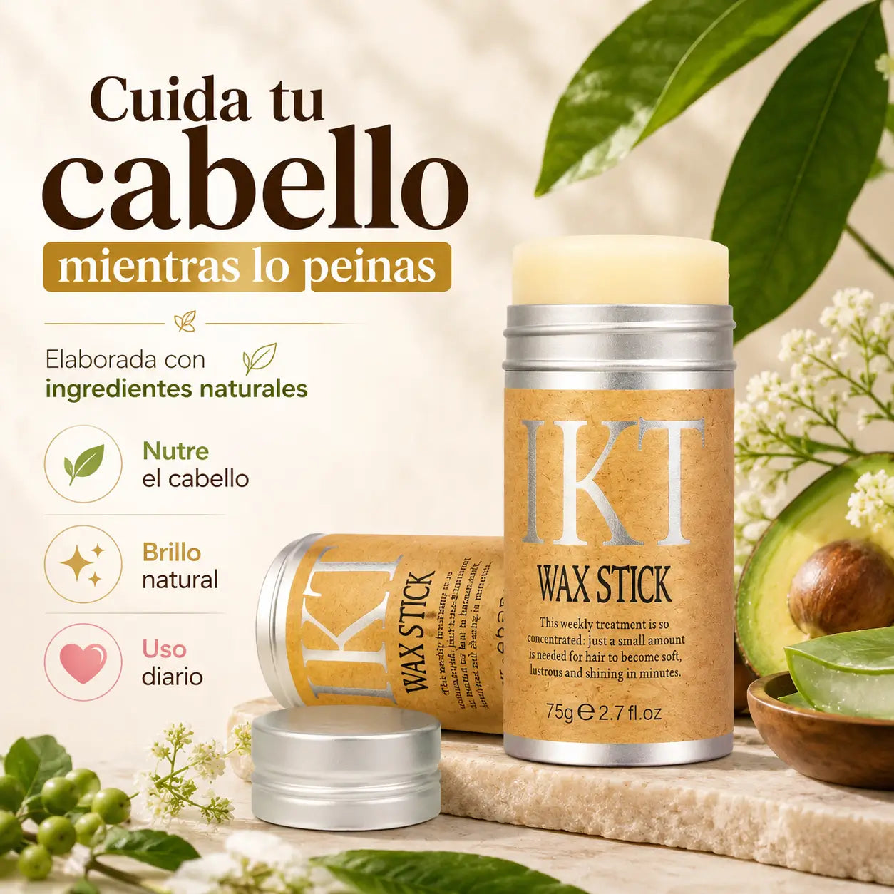 SleekStick®: Barra de Cera Natural para un Cabello Sin Frizz + Rodillo Facial de REGALO!!