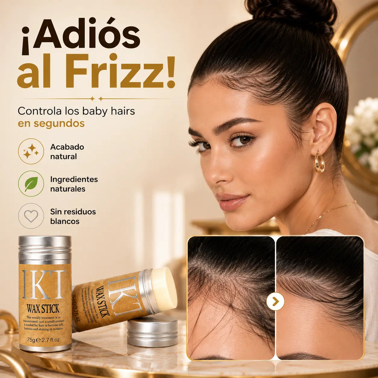 SleekStick®: Barra de Cera Natural para un Cabello Sin Frizz + Rodillo Facial de REGALO!!