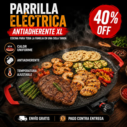 GrillMaster Pro®: Parrilla Eléctrica Antiadherente XL