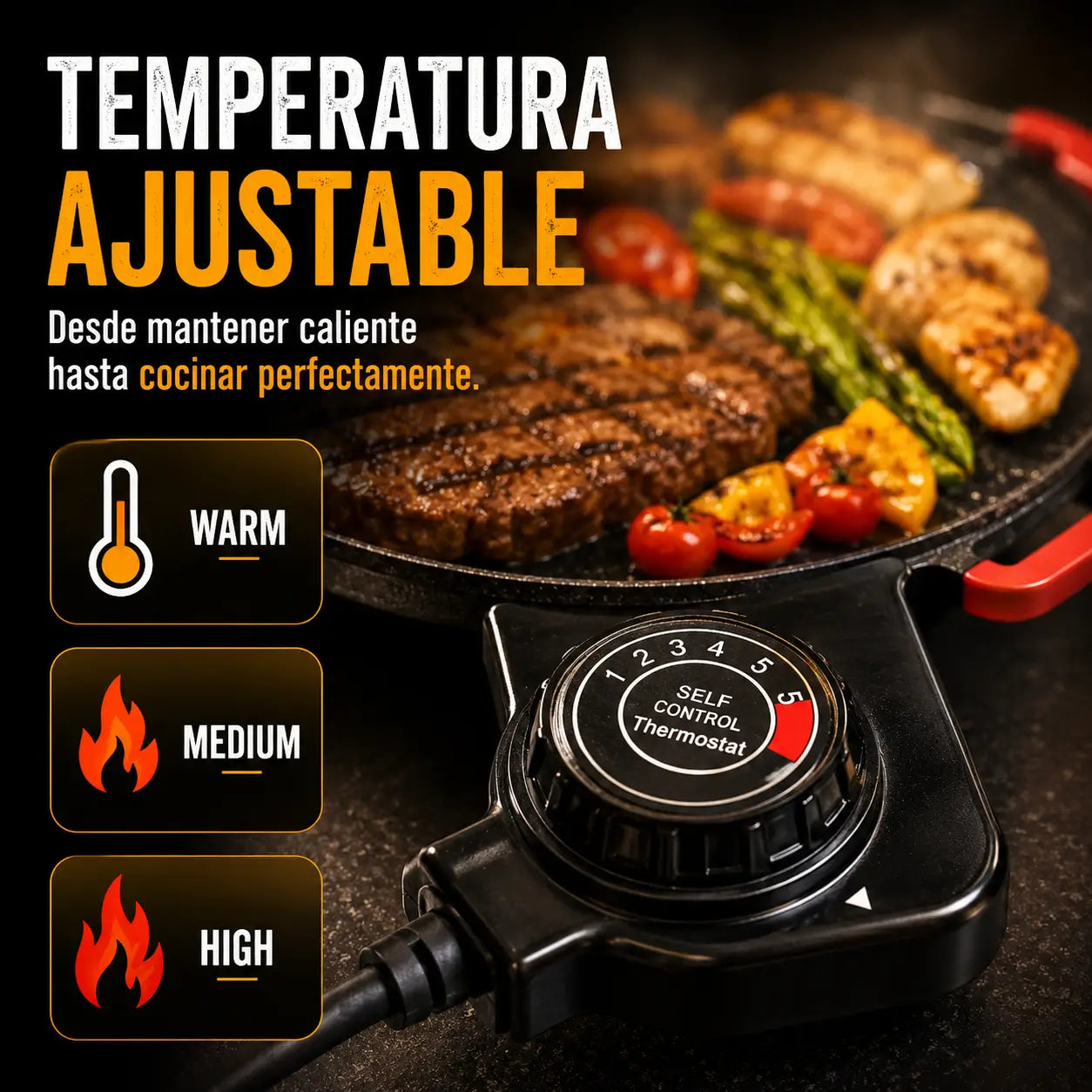GrillMaster Pro®: Parrilla Eléctrica Antiadherente XL