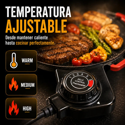 GrillMaster Pro®: Parrilla Eléctrica Antiadherente XL
